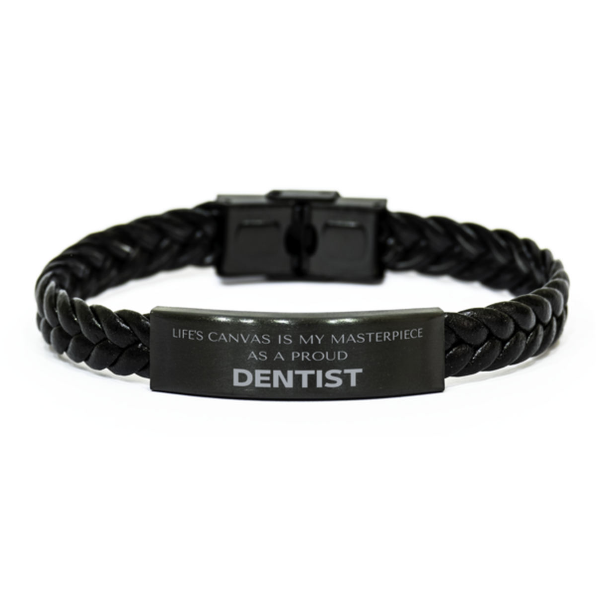 Proud Dentist Gifts, Life's canvas is my masterpiece, Epic Birthday Christmas Unique Braided Leather Bracelet For Dentist, Coworkers, Men, Women, Friends