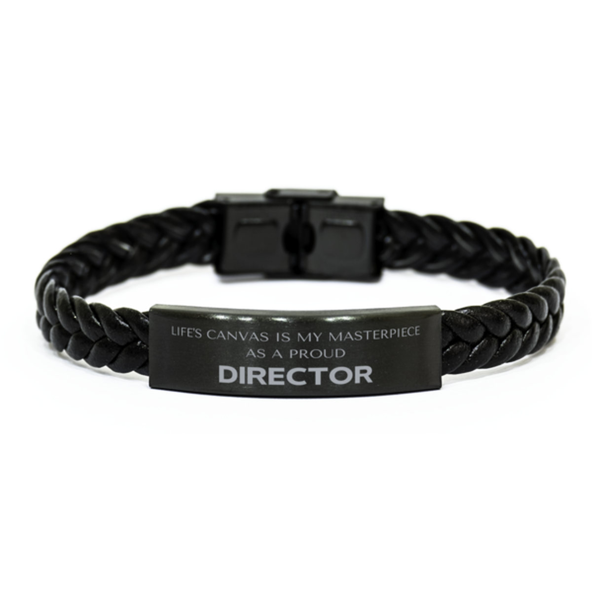 Proud Director Gifts, Life's canvas is my masterpiece, Epic Birthday Christmas Unique Braided Leather Bracelet For Director, Coworkers, Men, Women, Friends