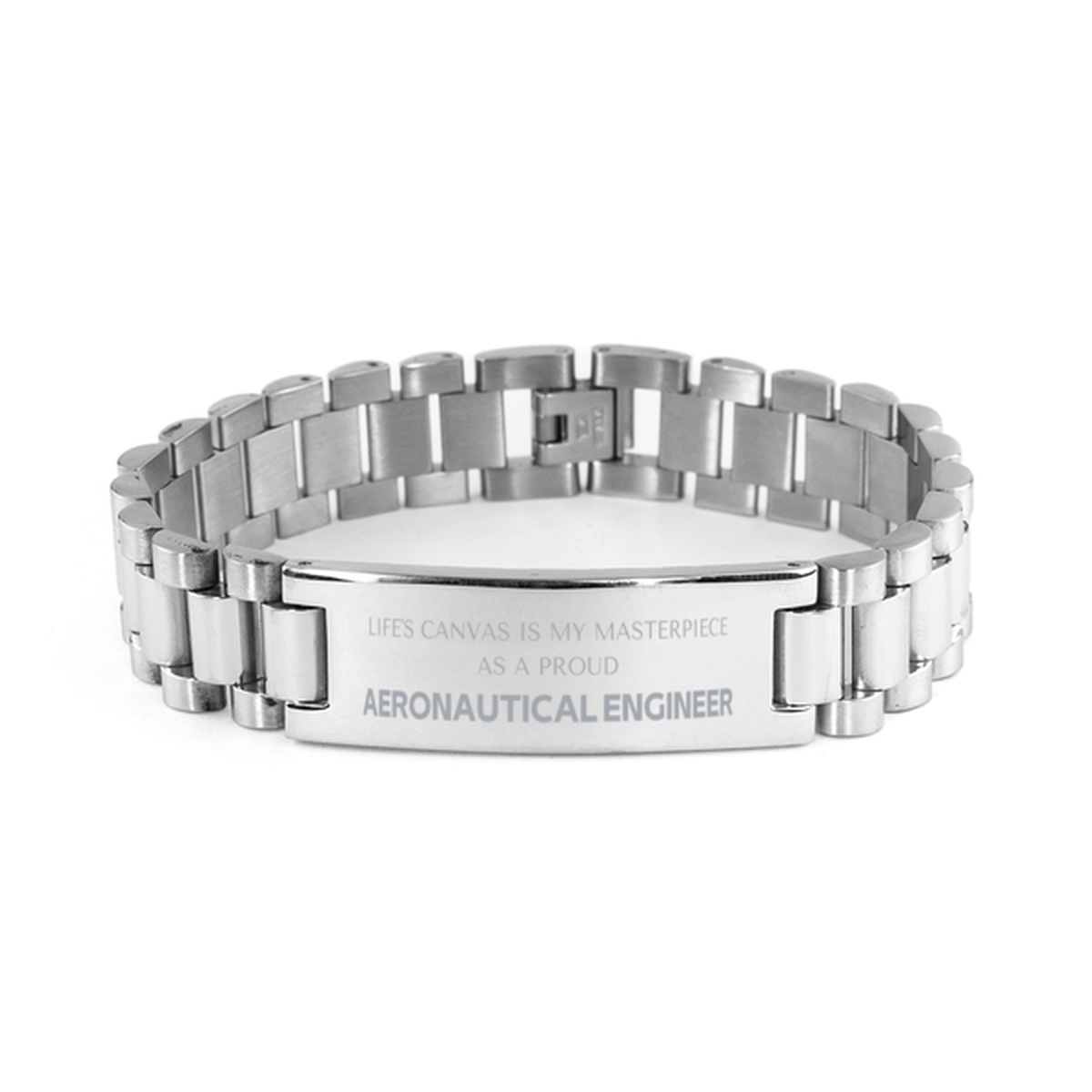 Proud Aeronautical Engineer Gifts, Life's canvas is my masterpiece, Epic Birthday Christmas Unique Ladder Stainless Steel Bracelet For Aeronautical Engineer, Coworkers, Men, Women, Friends