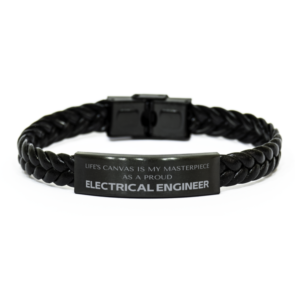 Proud Electrical Engineer Gifts, Life's canvas is my masterpiece, Epic Birthday Christmas Unique Braided Leather Bracelet For Electrical Engineer, Coworkers, Men, Women, Friends