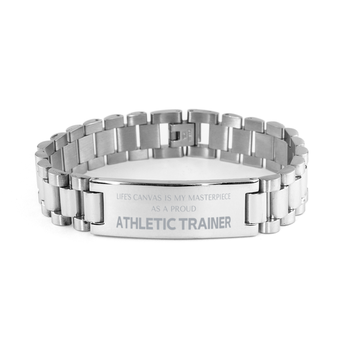 Proud Athletic Trainer Gifts, Life's canvas is my masterpiece, Epic Birthday Christmas Unique Ladder Stainless Steel Bracelet For Athletic Trainer, Coworkers, Men, Women, Friends
