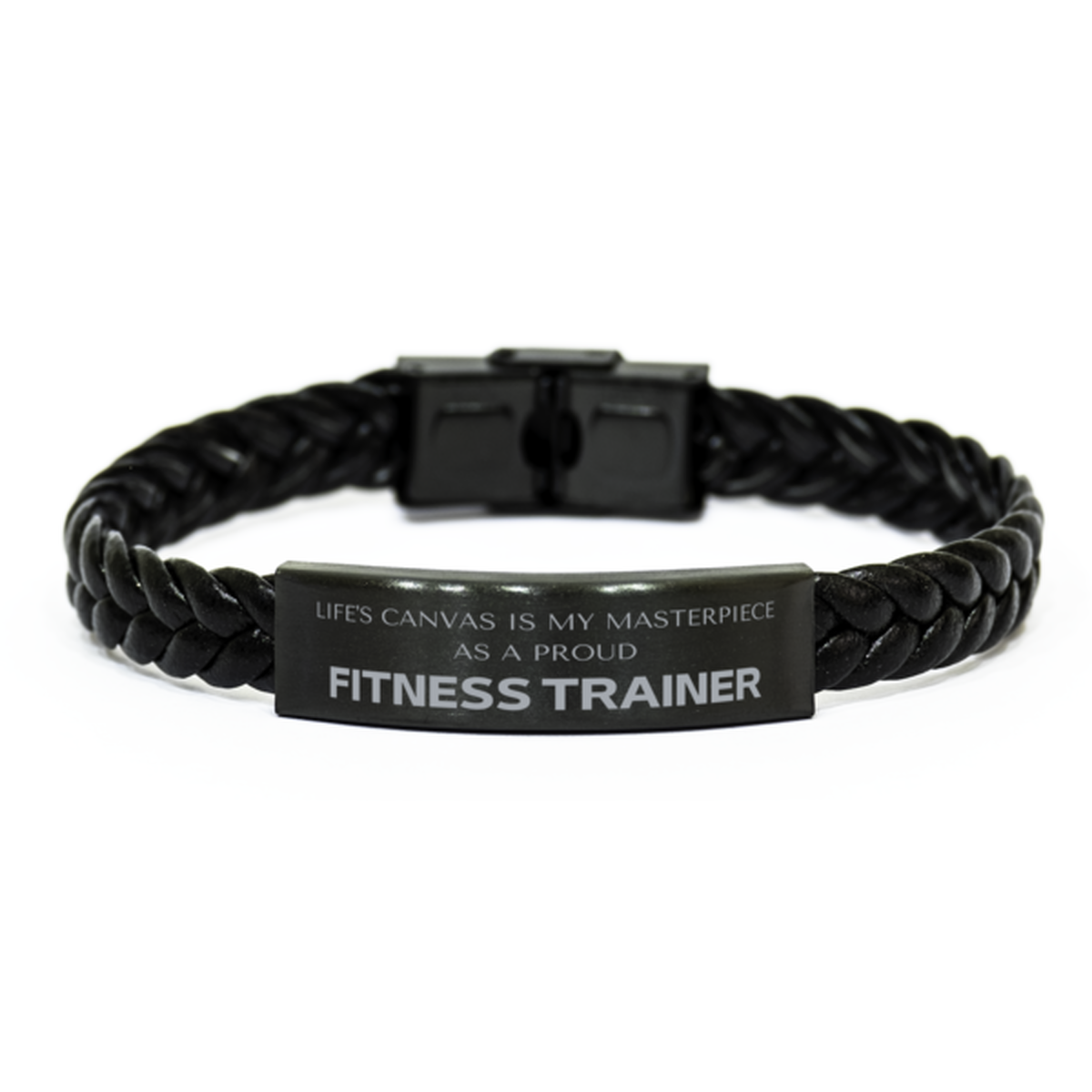 Fitness Trainer Braided Leather Bracelet - Life's Canvas is My Masterpiece | Birthday Gift