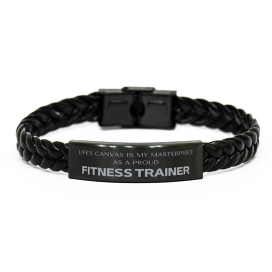 Fitness Trainer Braided Leather Bracelet - Life's Canvas is My Masterpiece | Birthday Gift
