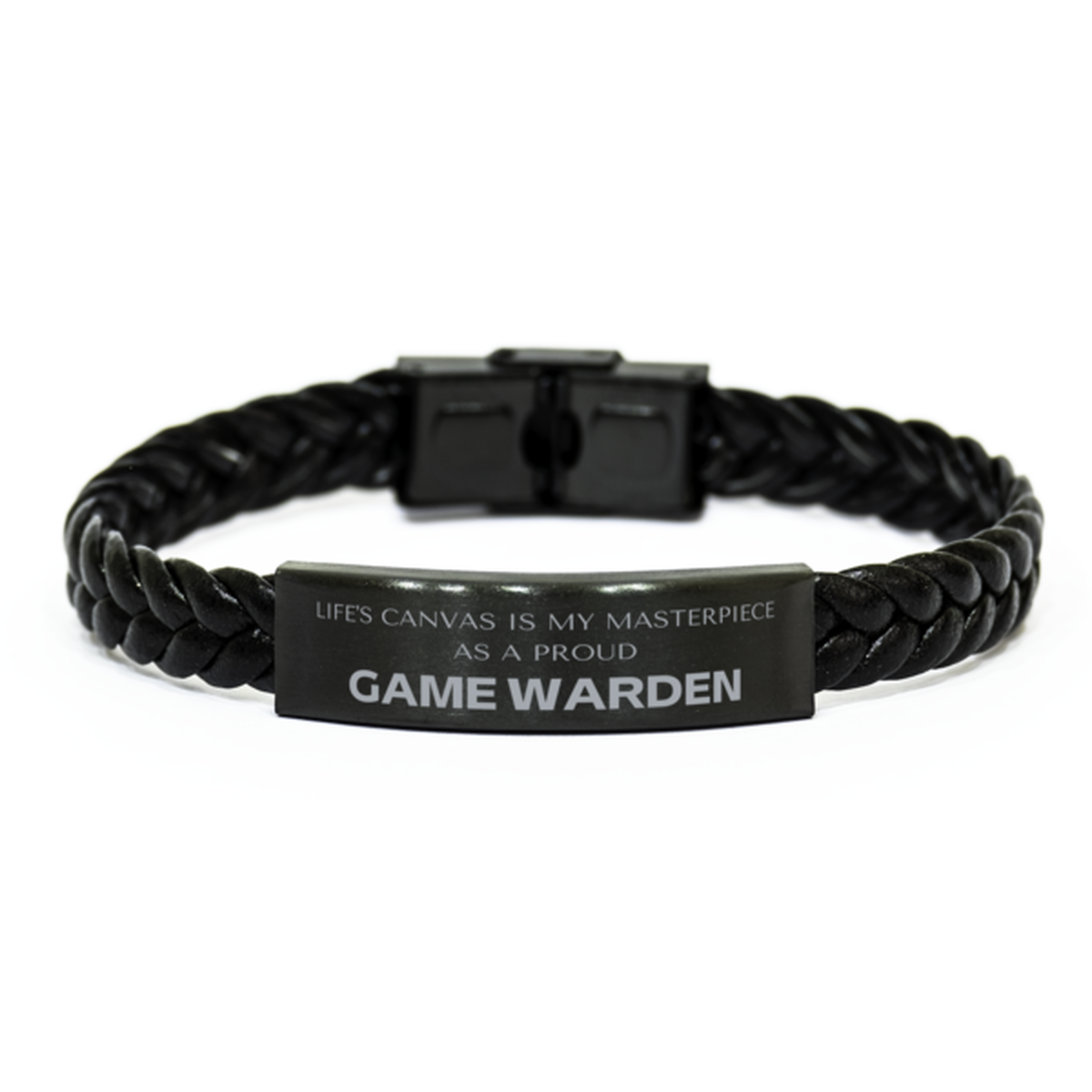 Game Warden Braided Leather Bracelet - Life's Canvas is My Masterpiece | Unique Gift for Men and Women