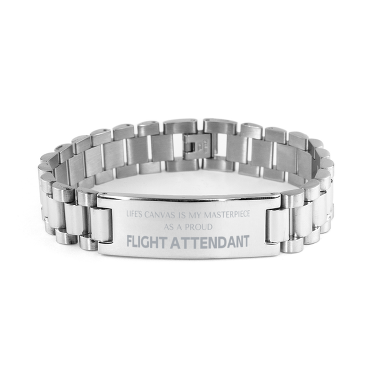 Proud Flight Attendant Gifts, Life's canvas is my masterpiece, Epic Birthday Christmas Unique Ladder Stainless Steel Bracelet For Flight Attendant, Coworkers, Men, Women, Friends