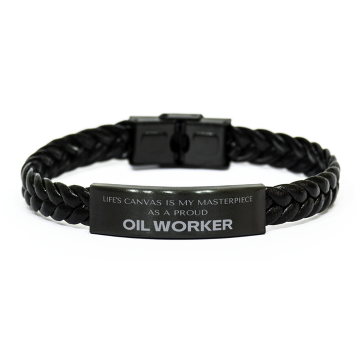 Oil Worker Braided Leather Bracelet - Life's Canvas is My Masterpiece | Birthday and Christmas Gift