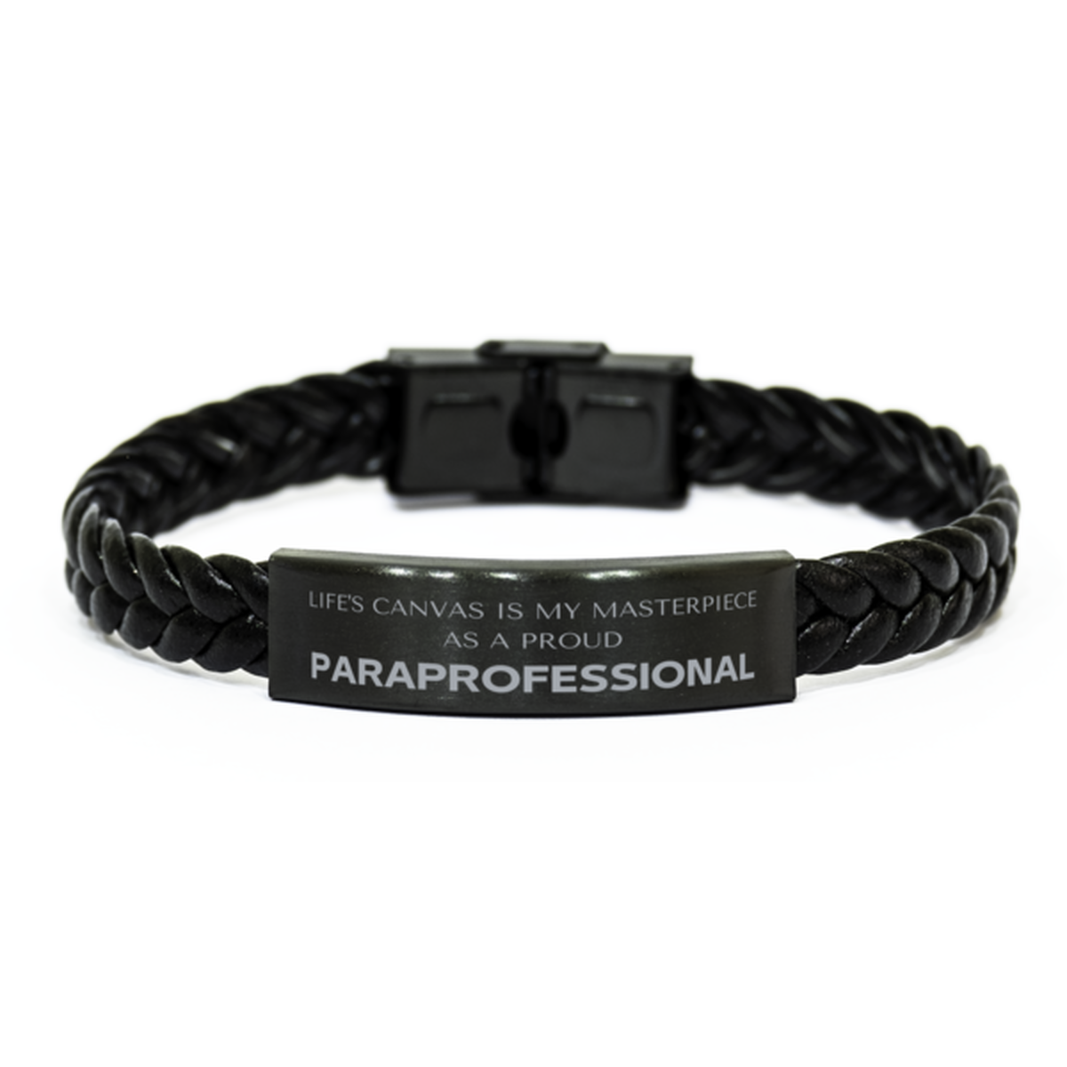 Paraprofessional Braided Leather Bracelet - Life's Canvas is My Masterpiece | Meaningful Gift