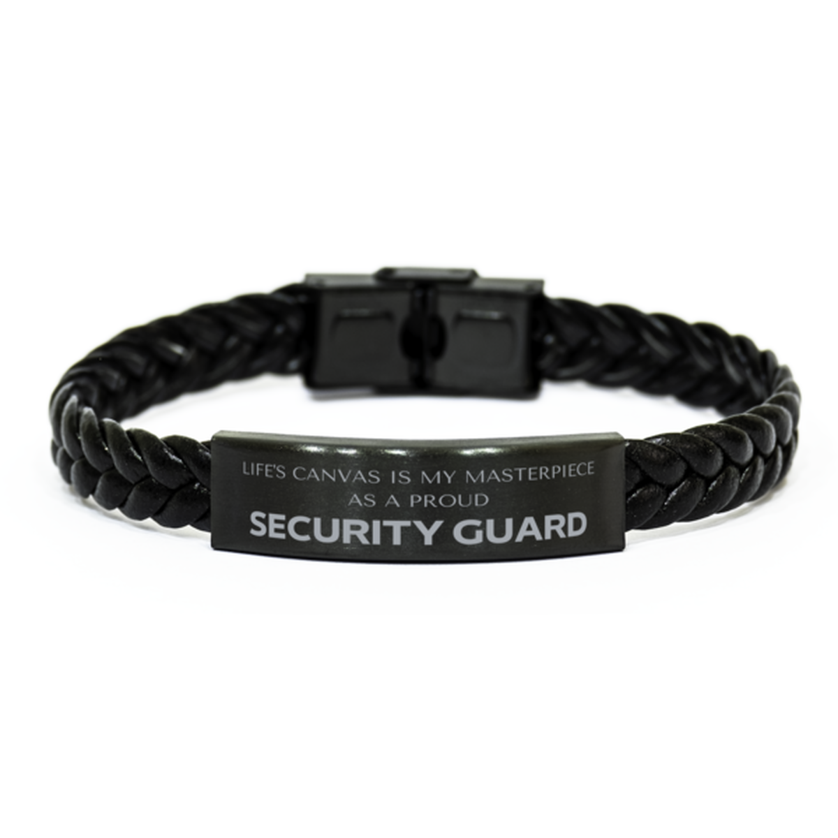 Security Guard Braided Leather Bracelet - Life's Canvas Is My Masterpiece | Birthday and Christmas Gift