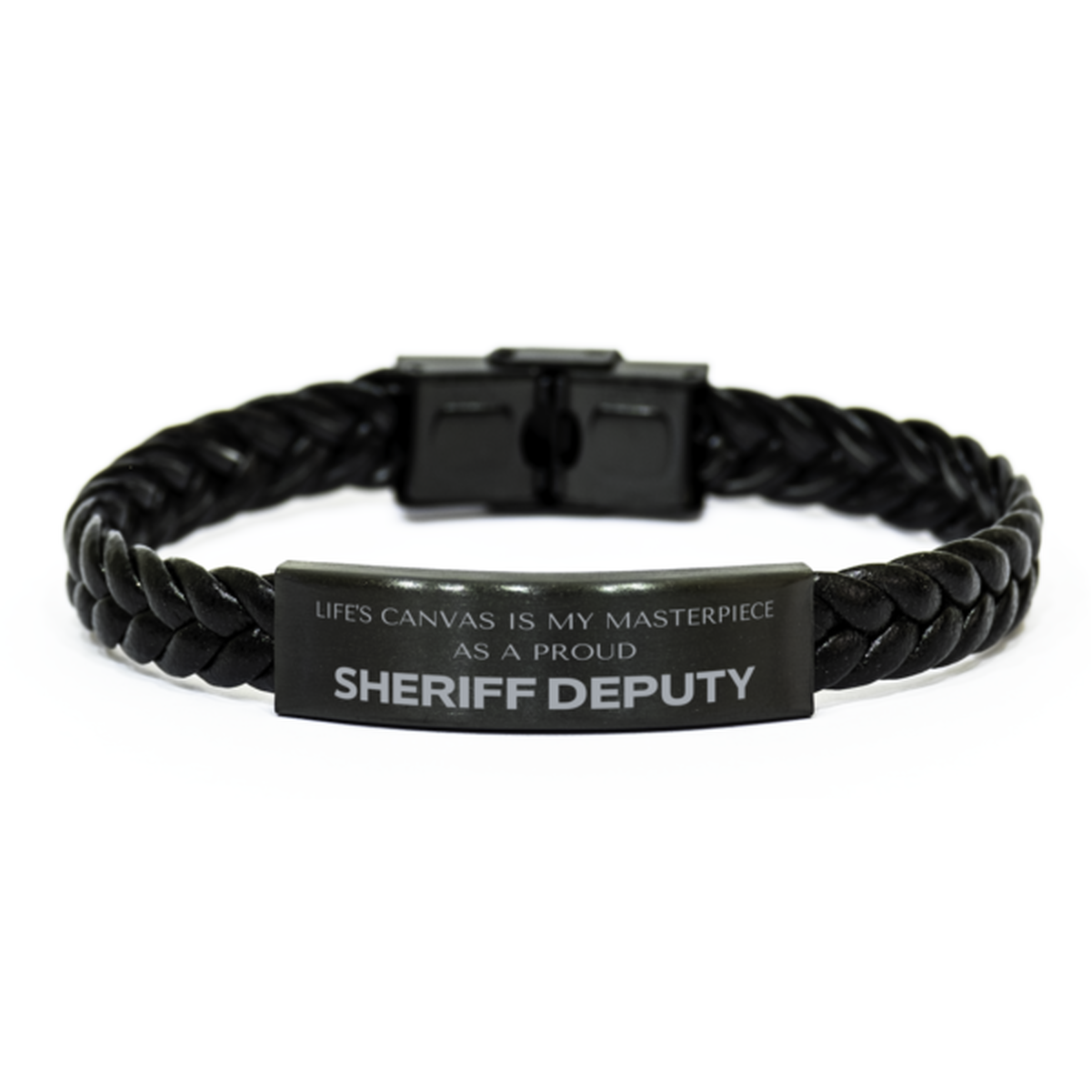 Sheriff Deputy Braided Leather Bracelet - Life's Canvas is My Masterpiece | Perfect Gift