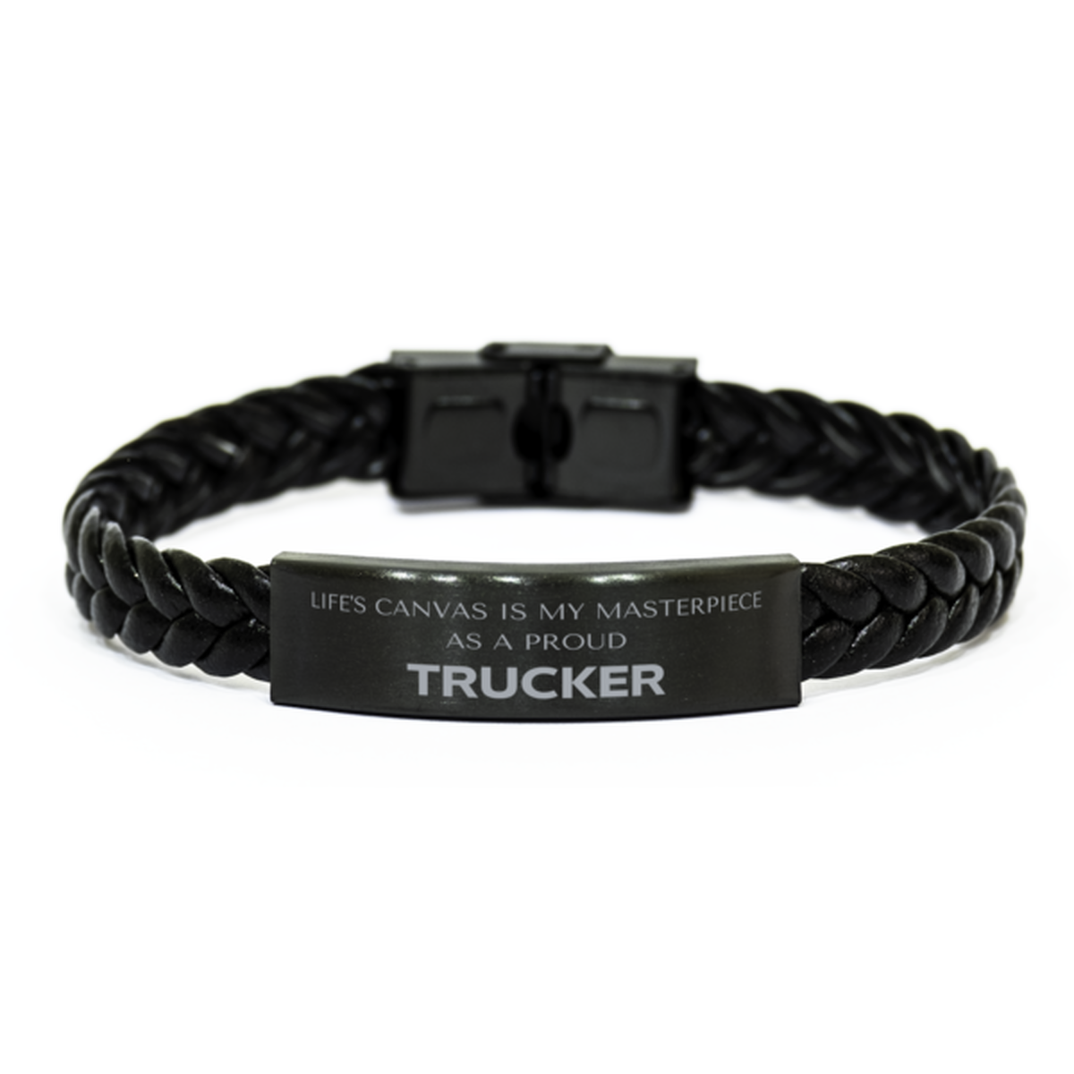 Trucker Braided Leather Bracelet - Life's Canvas is My Masterpiece | Perfect Gift for Men