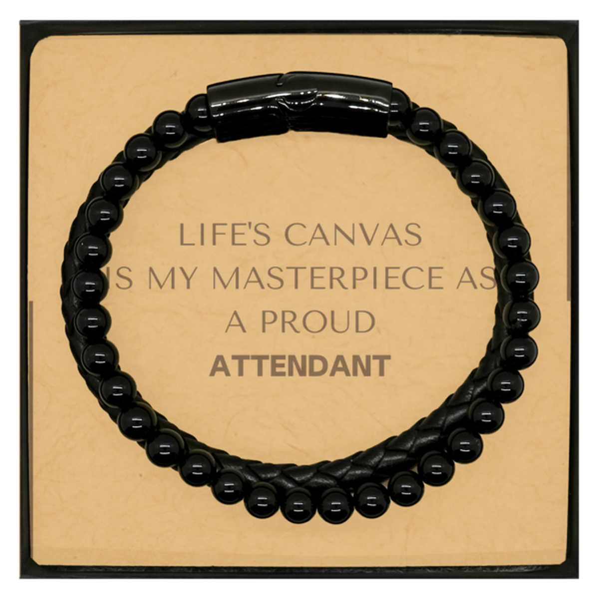 Attendant Stone Leather Bracelet - Life's Canvas is My Masterpiece | Inspirational Gift