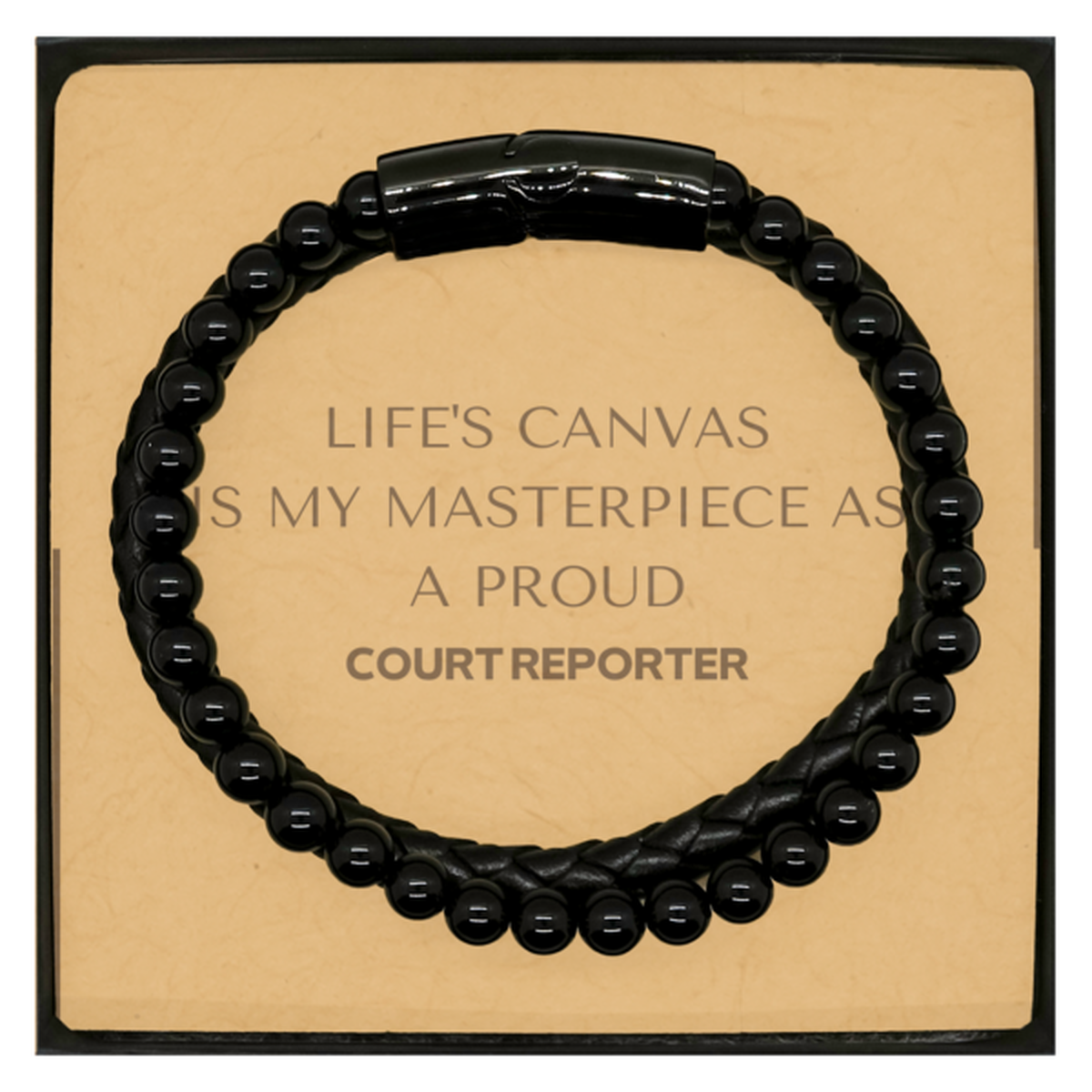 Court Reporter Stone Leather Bracelet - Life's Canvas is My Masterpiece | Inspirational Gift