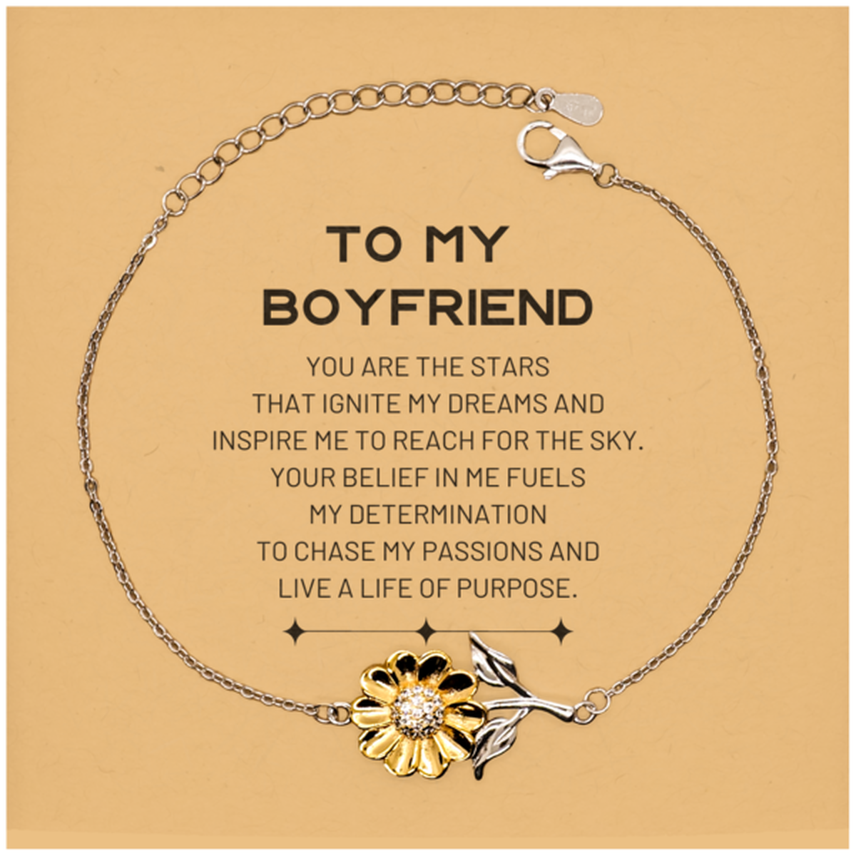 Boyfriend Sunflower Bracelet - You are the stars that ignite my dreams | Unique Gift for Him