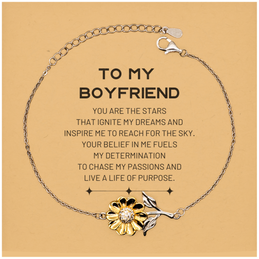 Boyfriend Sunflower Bracelet - You are the stars that ignite my dreams | Unique Gift for Him