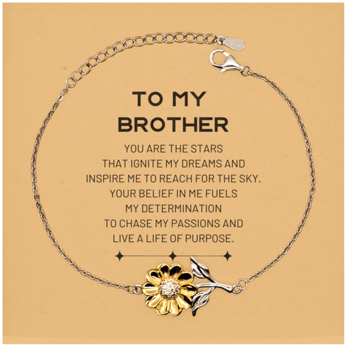 Brother Sunflower Bracelet - You are the stars that ignite my dreams | Unique Gift for Brother