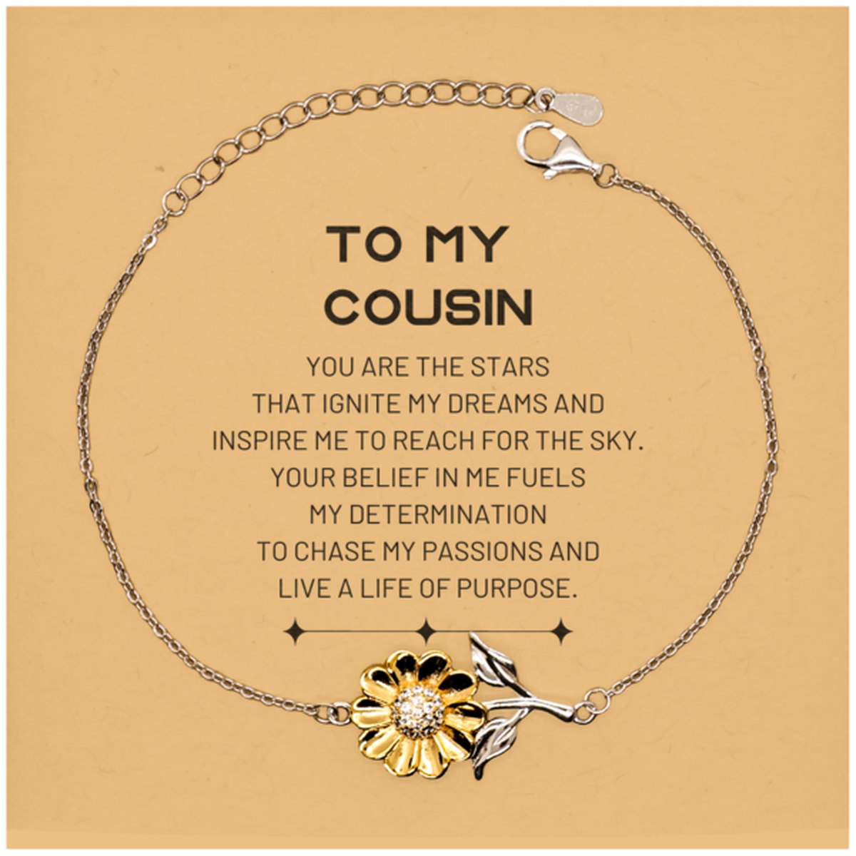 Cousin Sunflower Bracelet - You are the stars that ignite my dreams | Birthday & Christmas Gift