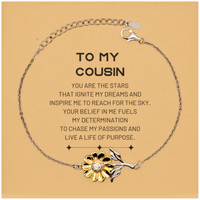 Load image into Gallery viewer, Cousin Sunflower Bracelet - You are the stars that ignite my dreams | Birthday &amp; Christmas Gift
