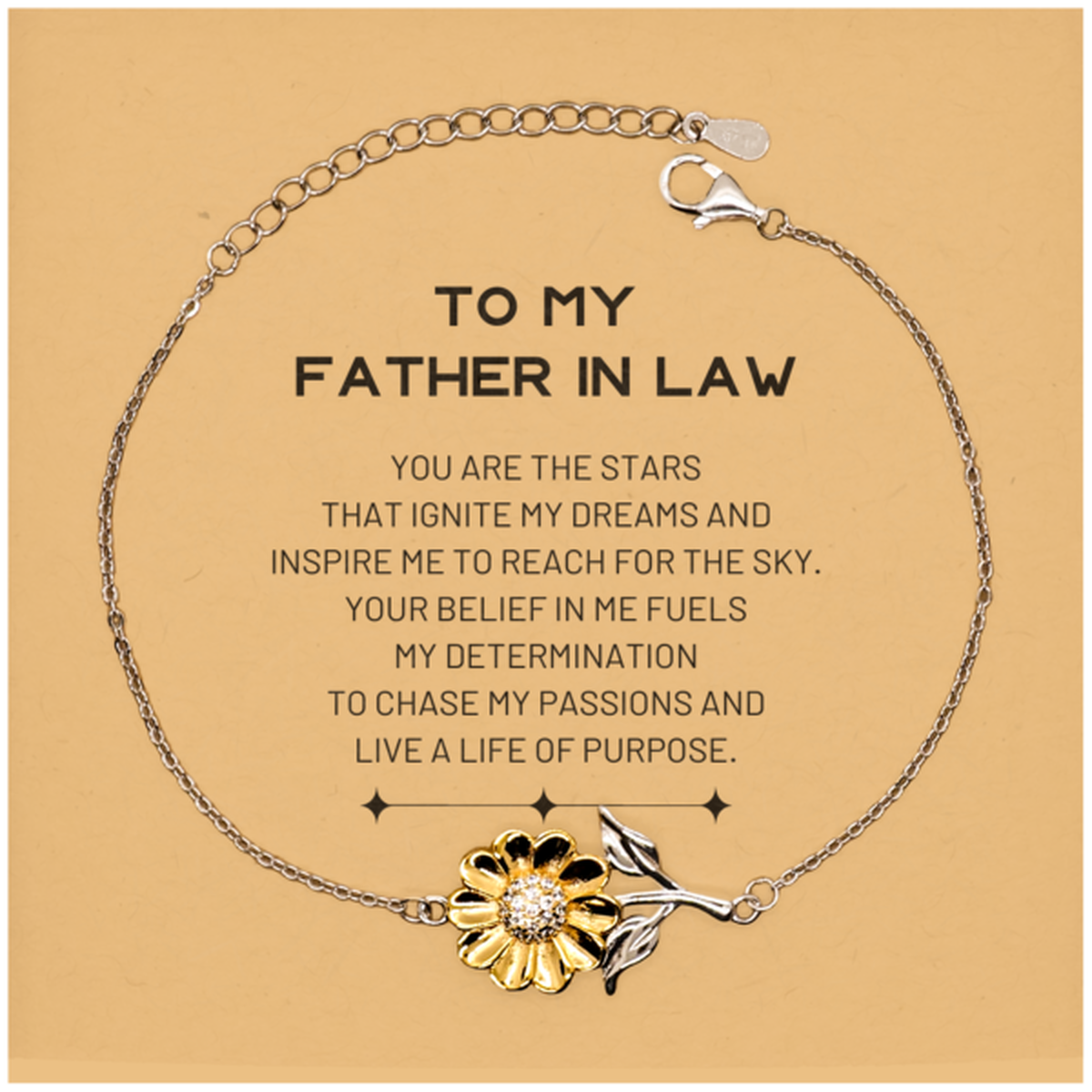 Father In Law Sunflower Bracelet - You are the stars that ignite my dreams | Birthday & Christmas Gift