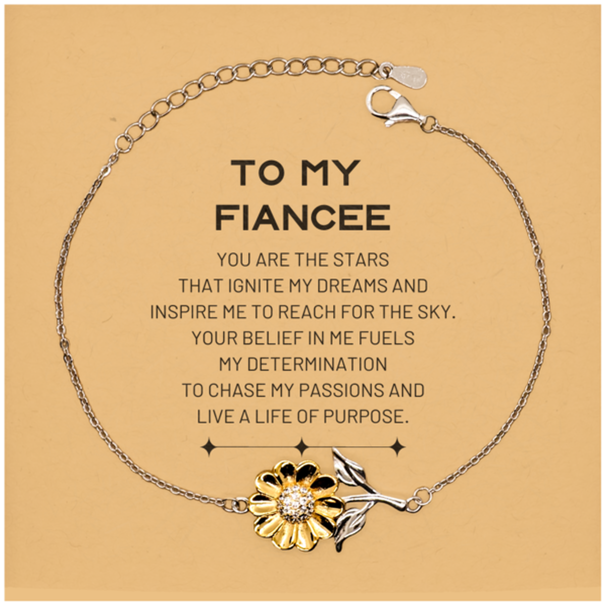 To My Fiancee Sunflower Bracelet, You are the stars that ignite my dreams and inspire me to reach for the sky, Birthday Christmas Unique Gifts For Fiancee, Thank You Gifts For Fiancee