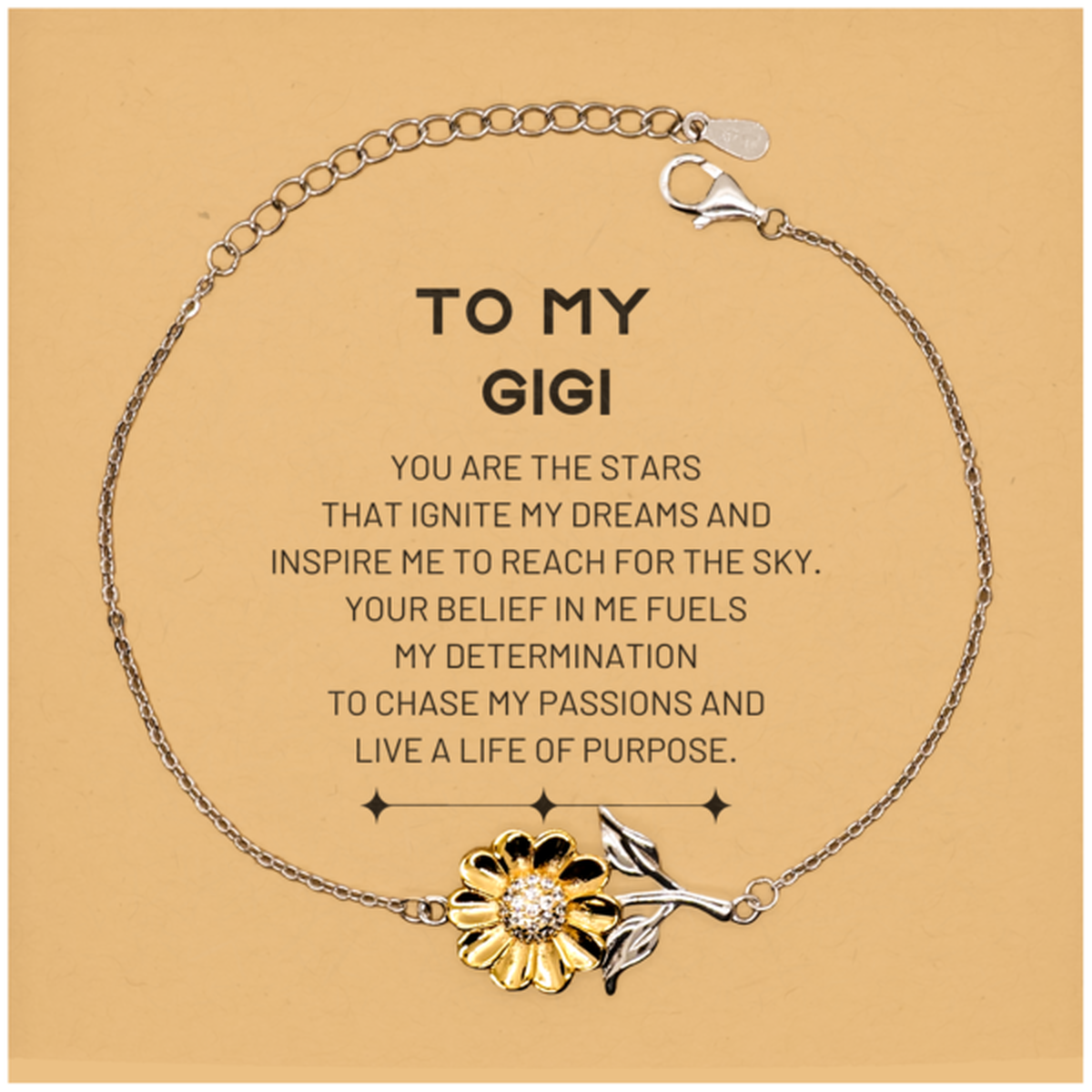 To My Gigi Sunflower Bracelet, You are the stars that ignite my dreams and inspire me to reach for the sky, Birthday Christmas Unique Gifts For Gigi, Thank You Gifts For Gigi