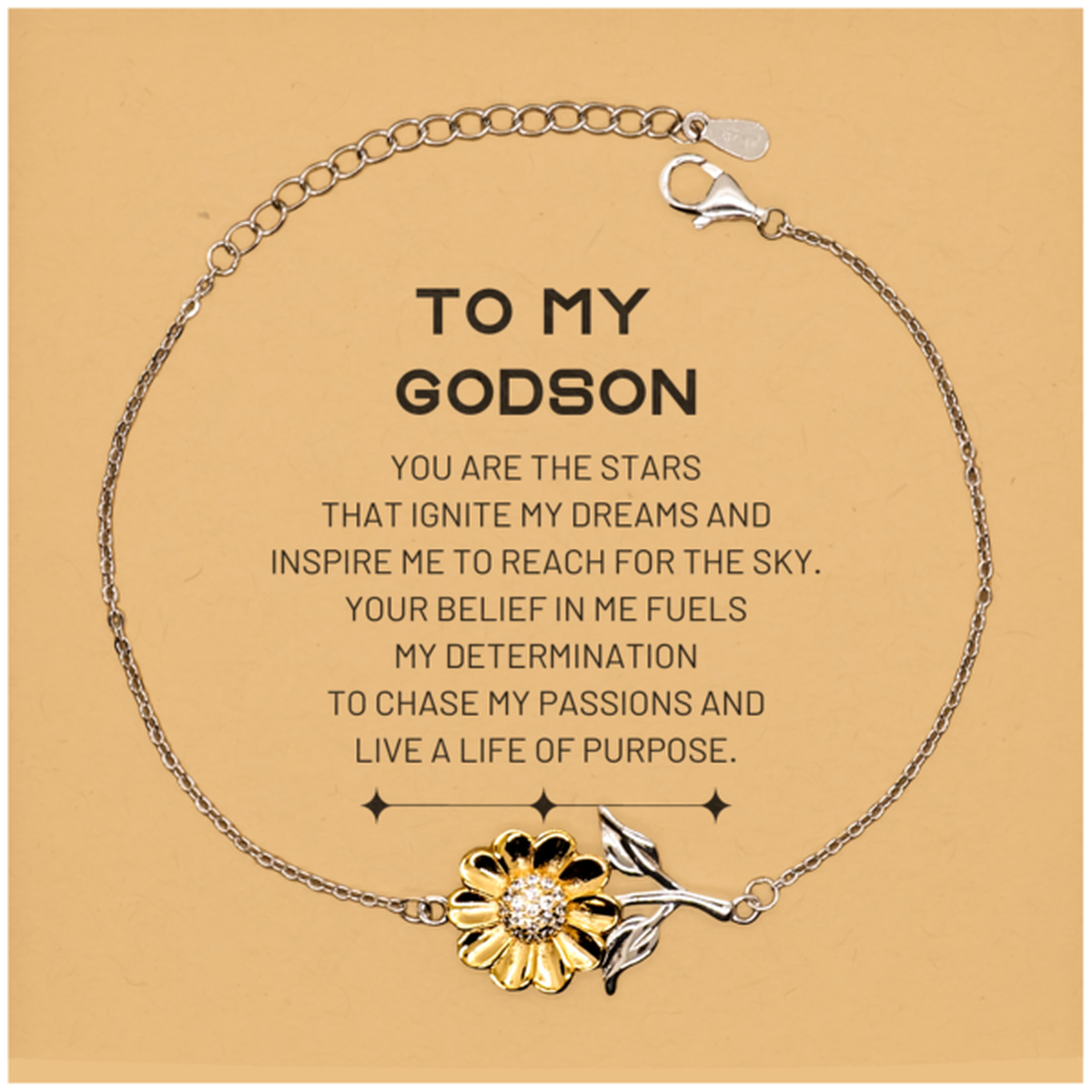 Godson Sunflower Bracelet - You are the stars that ignite my dreams | Birthday Christmas Gift