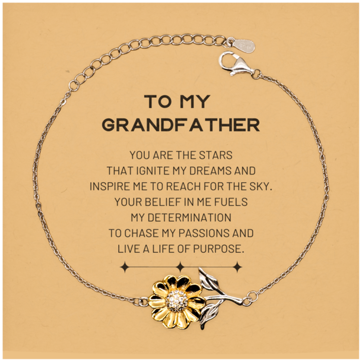 To My Grandfather Sunflower Bracelet, You are the stars that ignite my dreams and inspire me to reach for the sky, Birthday Christmas Unique Gifts For Grandfather, Thank You Gifts For Grandfather