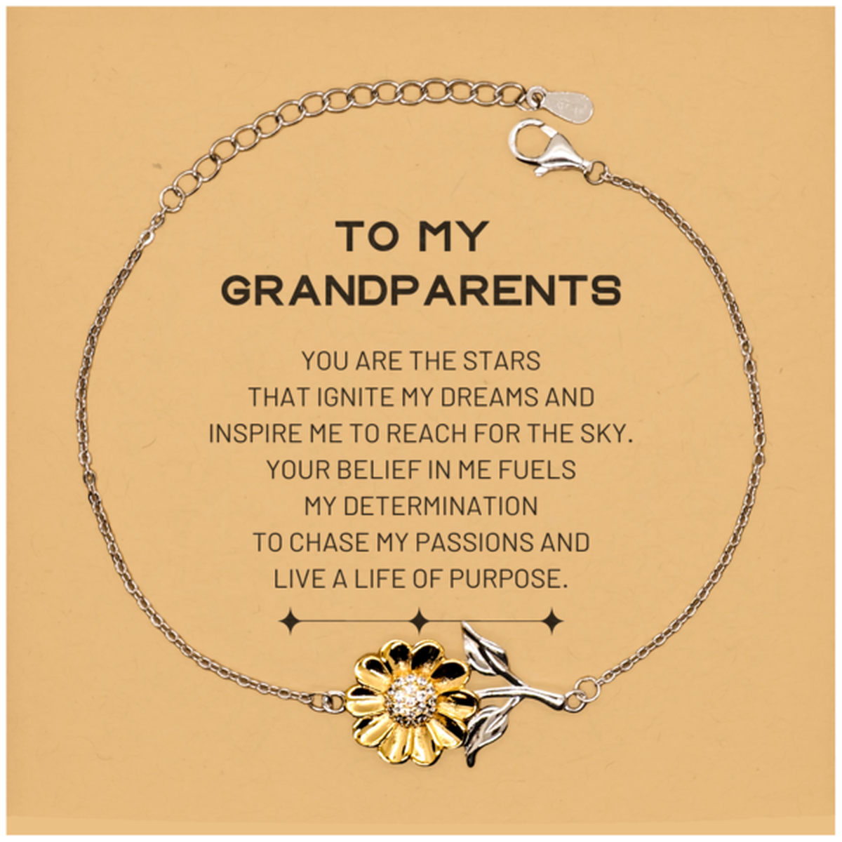 Grandparents Sunflower Bracelet - You are the stars that ignite my dreams | Thank You Gift