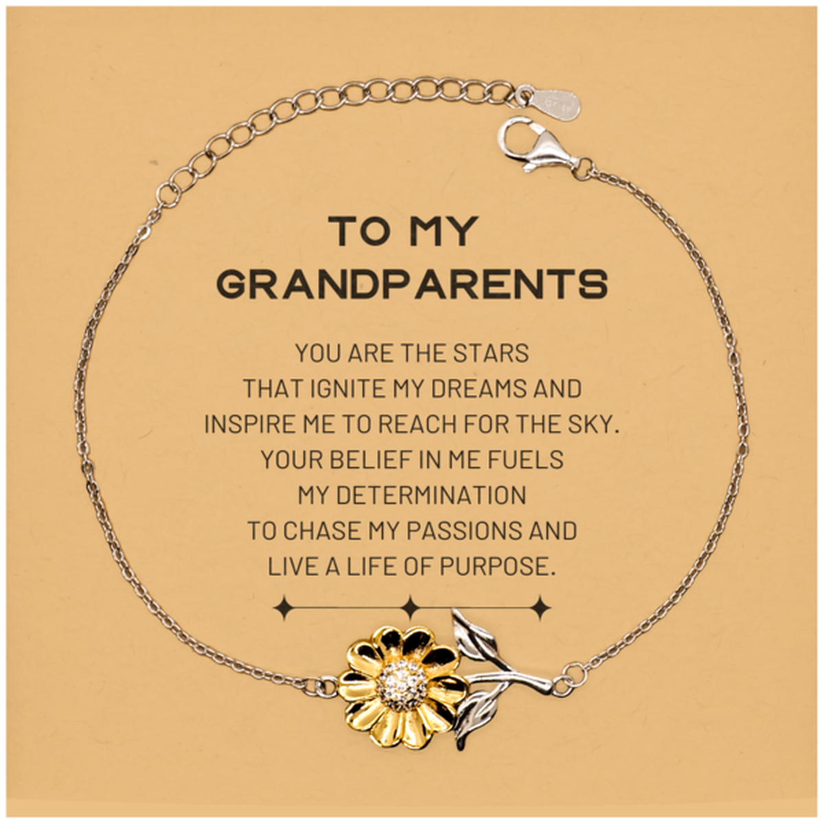 To My Grandparents Sunflower Bracelet, You are the stars that ignite my dreams and inspire me to reach for the sky, Birthday Christmas Unique Gifts For Grandparents, Thank You Gifts For Grandparents
