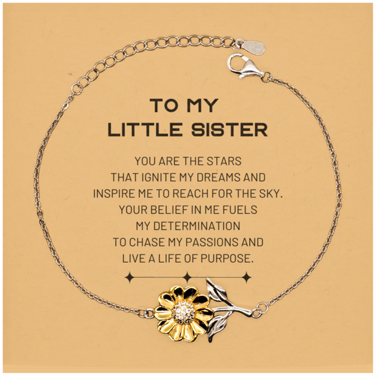 Little Sister Sunflower Bracelet - You Are The Stars | Birthday and Christmas Gift