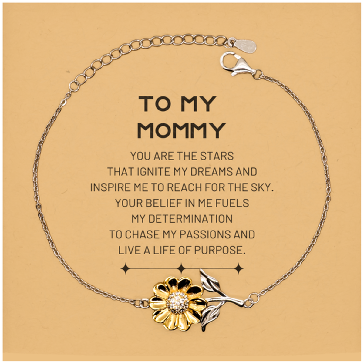 To My Mommy Sunflower Bracelet, You are the stars that ignite my dreams and inspire me to reach for the sky, Birthday Christmas Unique Gifts For Mommy, Thank You Gifts For Mommy