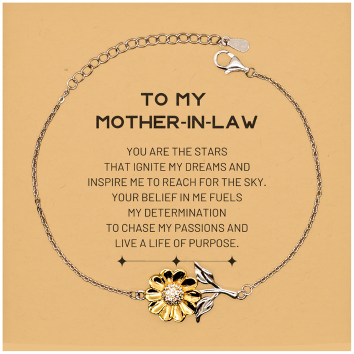Mother-In-Law Sunflower Bracelet - You Are the Stars Design | Birthday and Christmas Gift