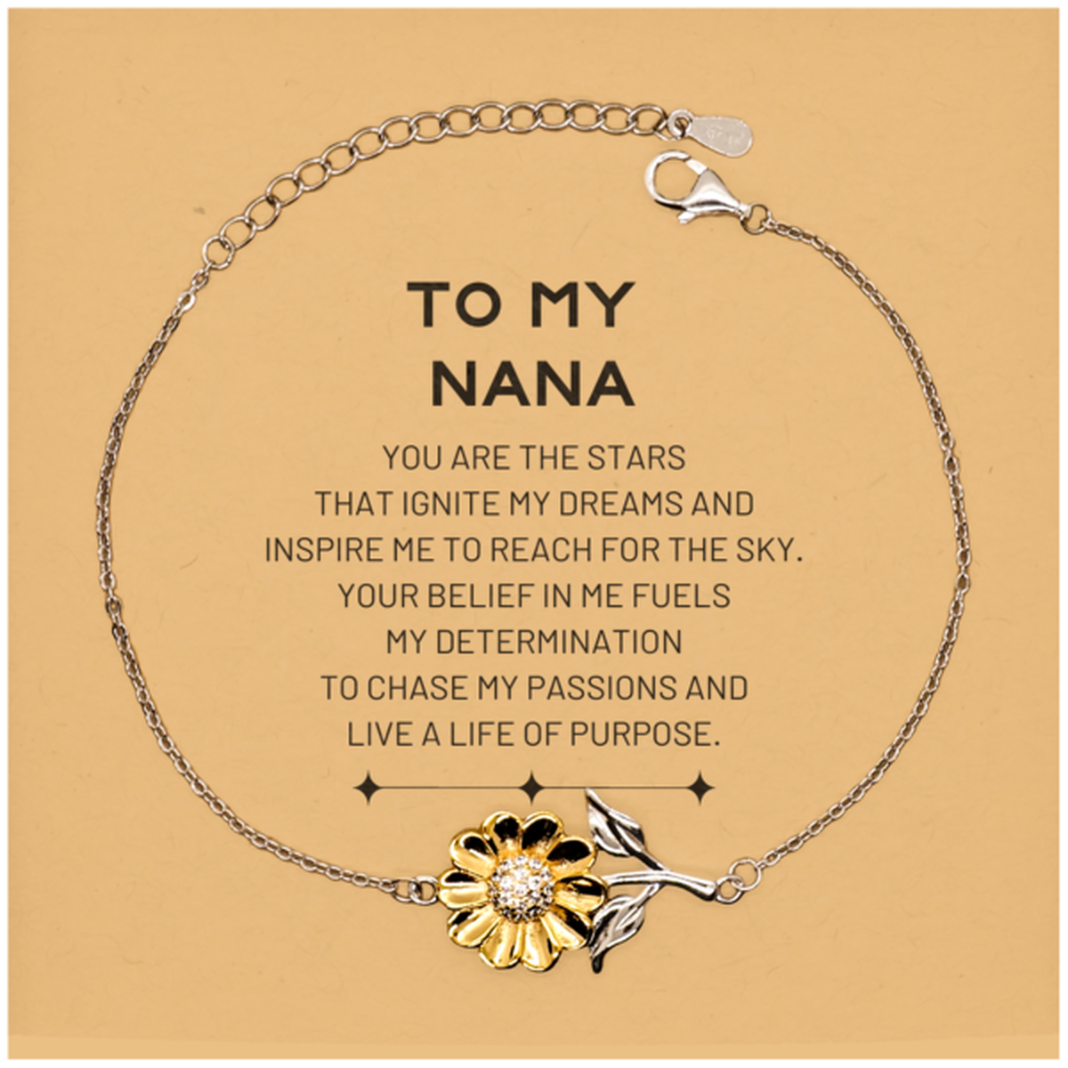 To My Nana Sunflower Bracelet, You are the stars that ignite my dreams and inspire me to reach for the sky, Birthday Christmas Unique Gifts For Nana, Thank You Gifts For Nana