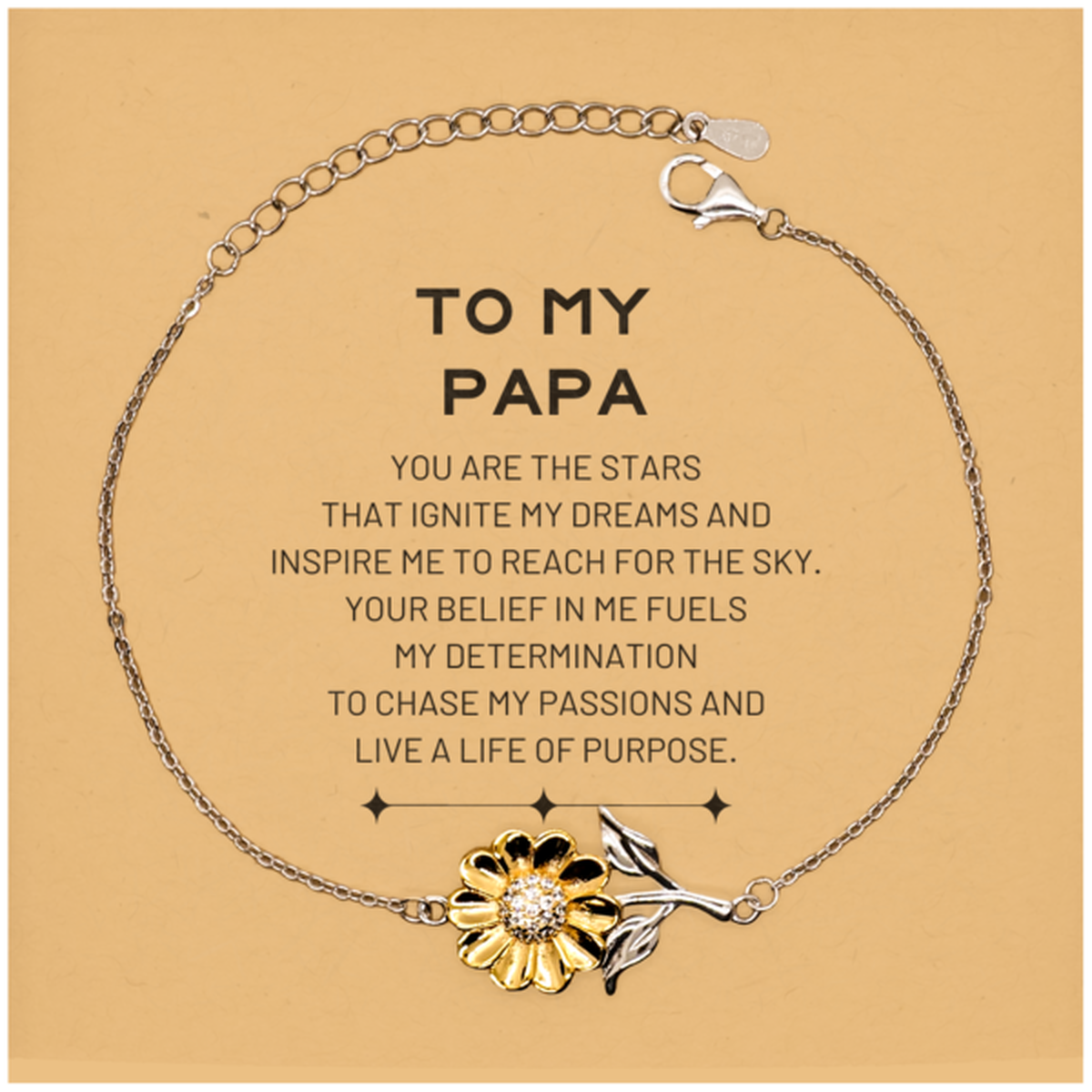 Papa Sunflower Bracelet - You are the stars that ignite my dreams | Unique Gift for Papa