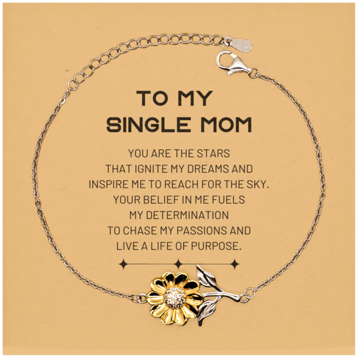 Single Mom Sunflower Bracelet - You are the stars that ignite my dreams | Perfect Gift