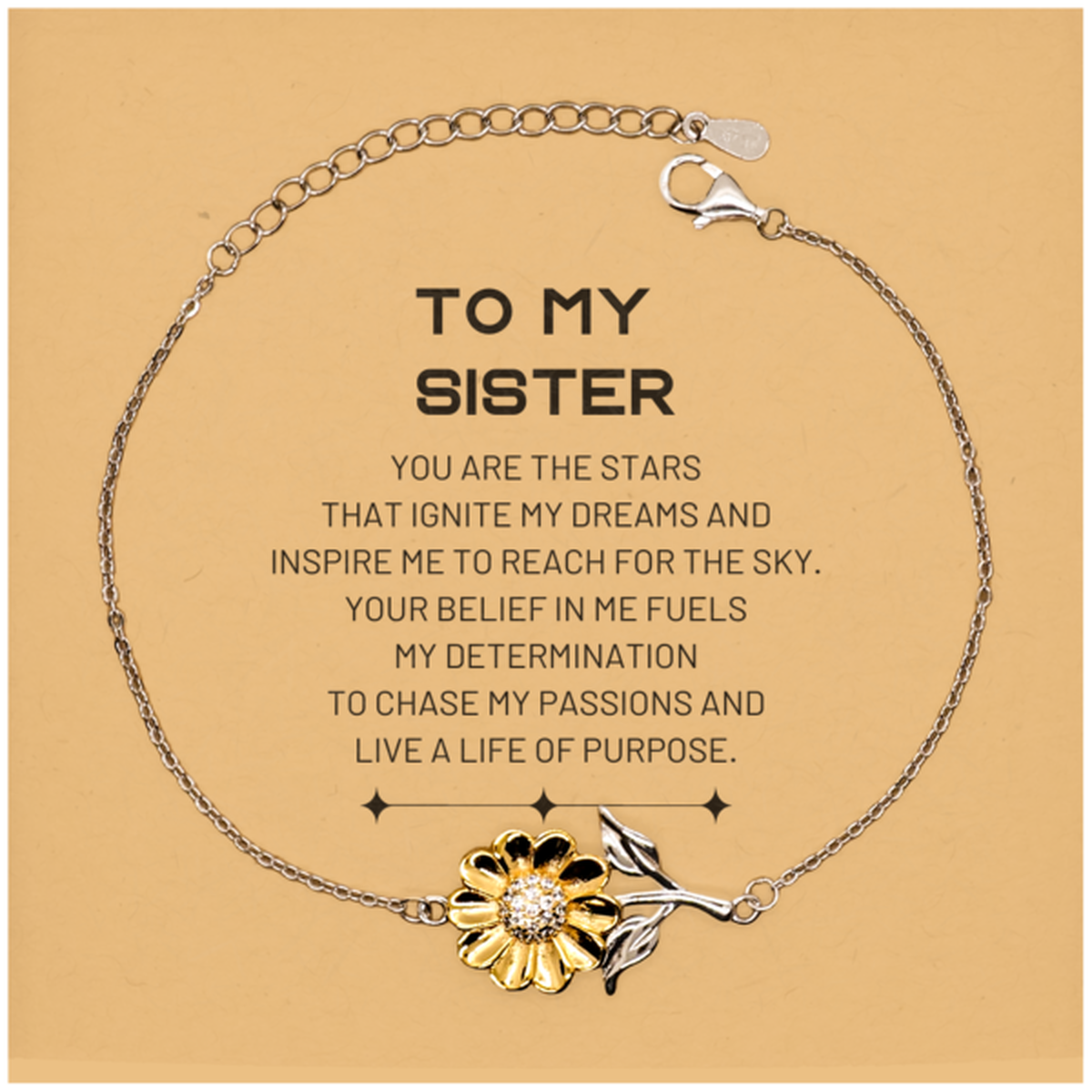 Sister Sunflower Bracelet - You are the stars that ignite my dreams | Unique Gift for Sister