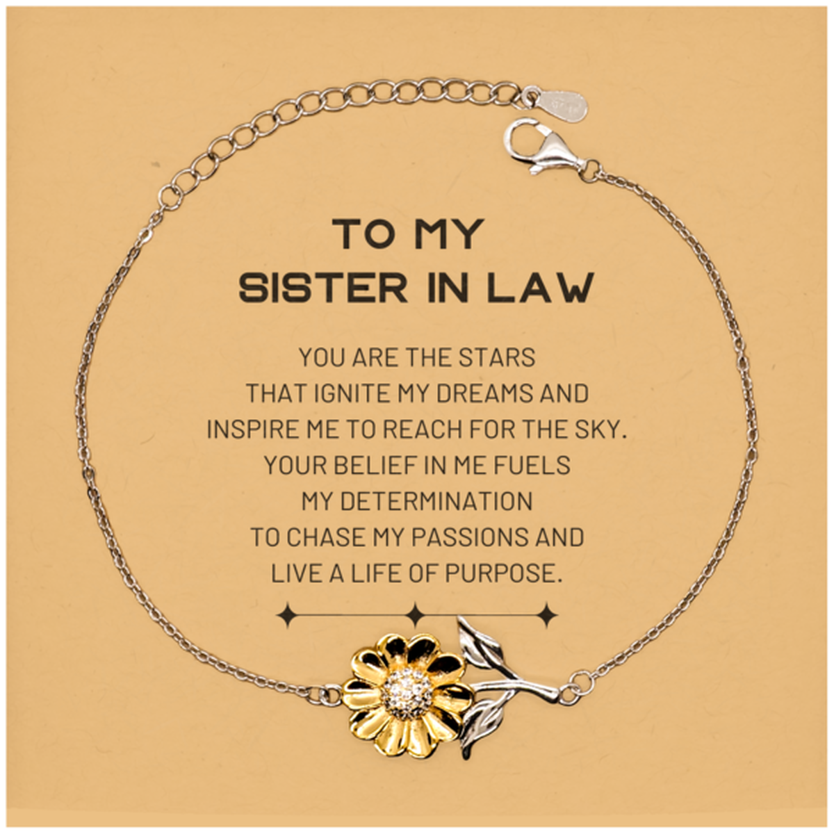 Sister In Law Sunflower Bracelet - You are the stars that ignite my dreams | Birthday and Christmas Gift