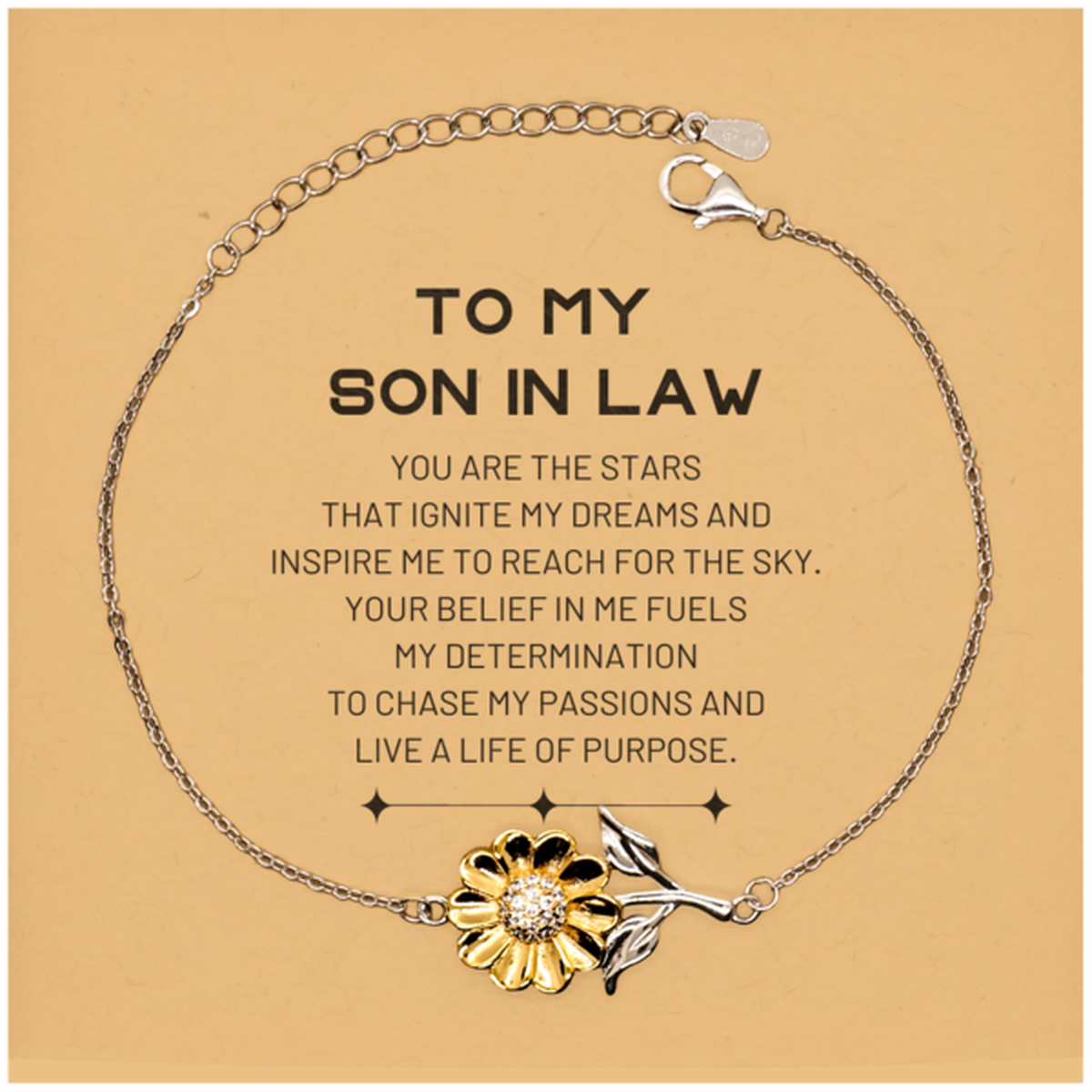 Son In Law Sunflower Bracelet - You are the stars that ignite my dreams | Meaningful Gift