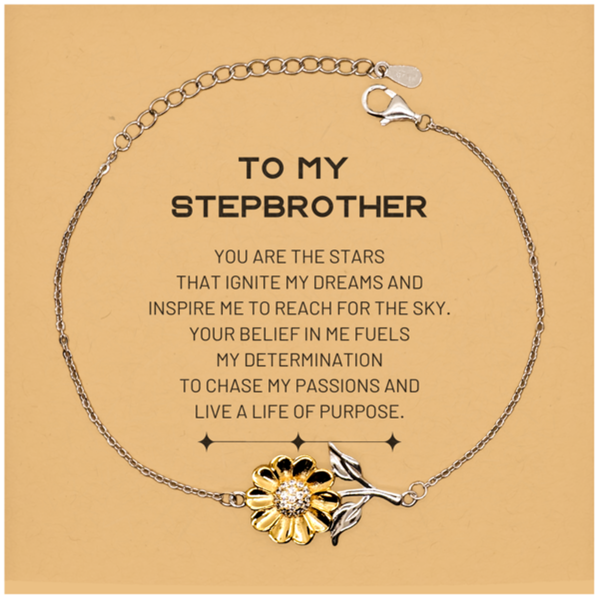 Stepbrother Sunflower Bracelet - You are the stars that ignite my dreams | Birthday & Thank You Gift