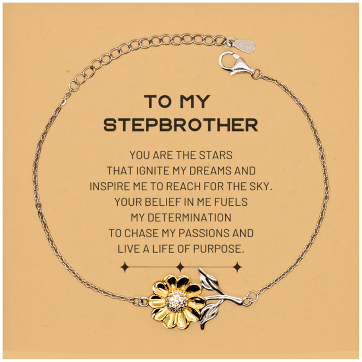 To My Stepbrother Sunflower Bracelet, You are the stars that ignite my dreams and inspire me to reach for the sky, Birthday Christmas Unique Gifts For Stepbrother, Thank You Gifts For Stepbrother
