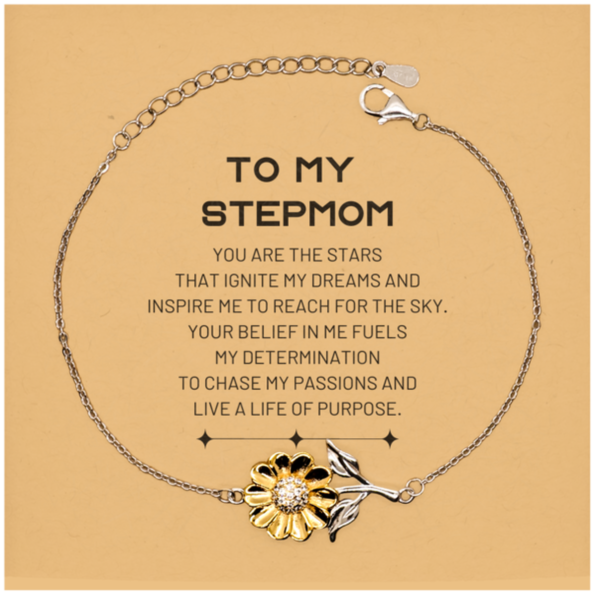 Stepmom Sunflower Bracelet - You are the stars that ignite my dreams | Unique Gift for Birthdays and Christmas