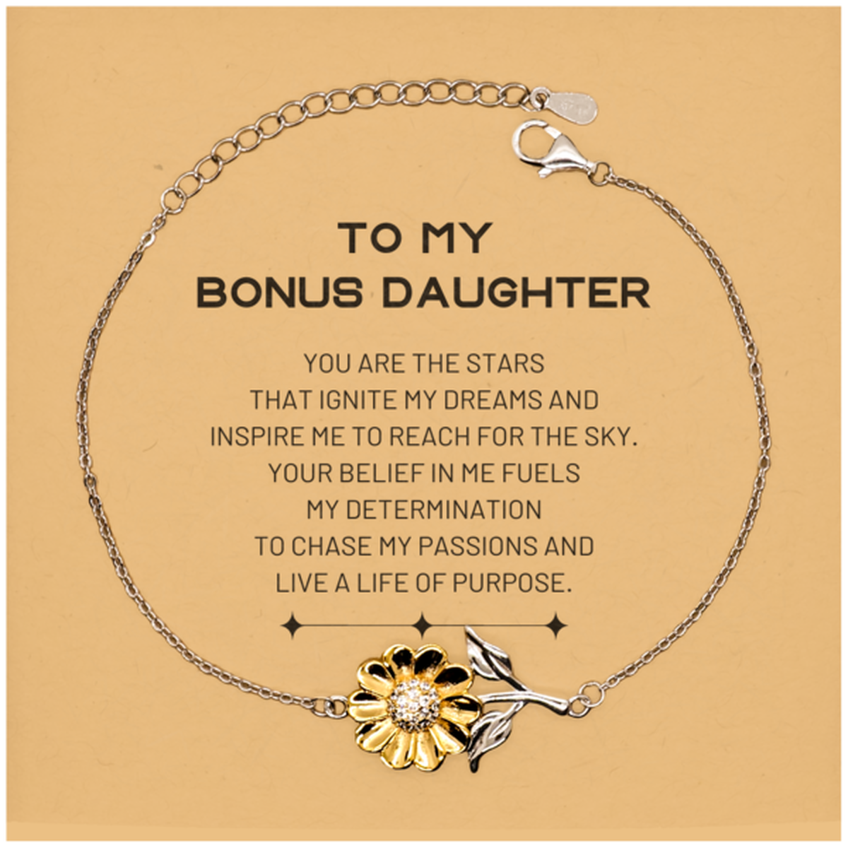 Bonus Daughter Sunflower Bracelet - You are the stars that ignite my dreams | Meaningful Gift