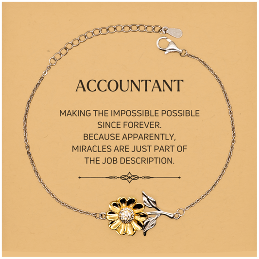Accountant Sunflower Bracelet - Miracles Are Just Part of the Job | Inspirational Gift