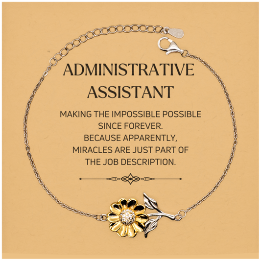 Administrative Assistant Sunflower Bracelet - Miracles are Just Part of the Job | Inspirational Gift