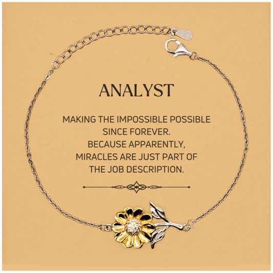 Analyst Sunflower Bracelet - Miracles are Just Part of the Job | Inspirational Gift