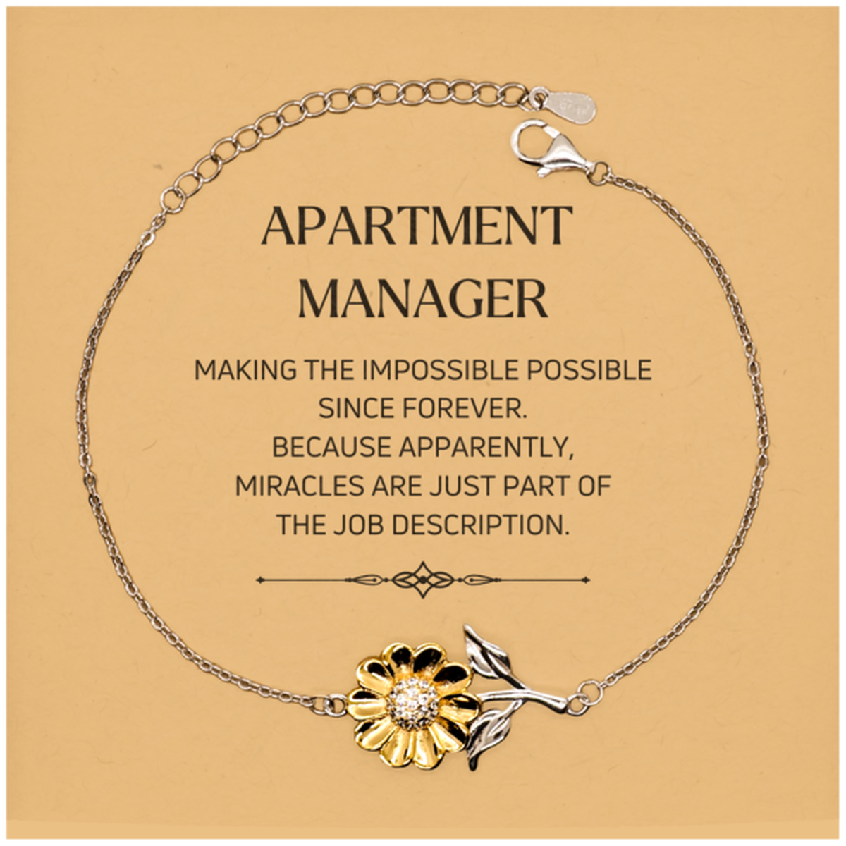 Apartment Manager Sunflower Bracelet - Miracles are Just Part of the Job | Inspirational Gift