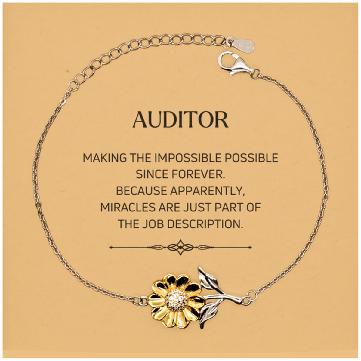 Auditor Sunflower Bracelet - Miracles are Just Part of the Job | Inspirational Gift