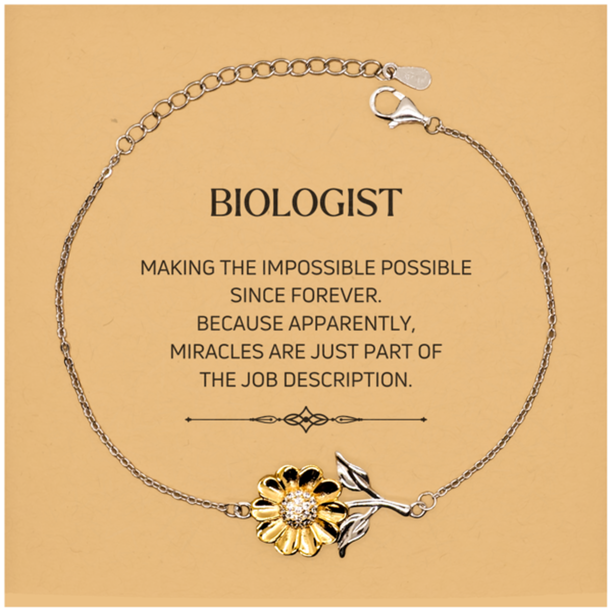 Biologist Sunflower Bracelet - Miracles are Just Part of the Job | Inspirational Gift