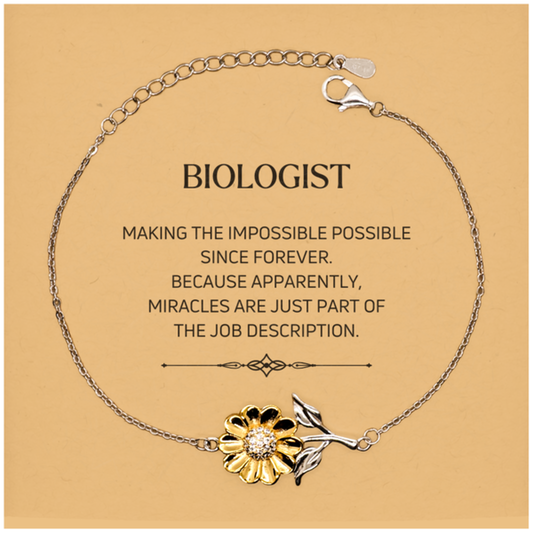 Biologist Sunflower Bracelet - Miracles are Just Part of the Job | Inspirational Gift