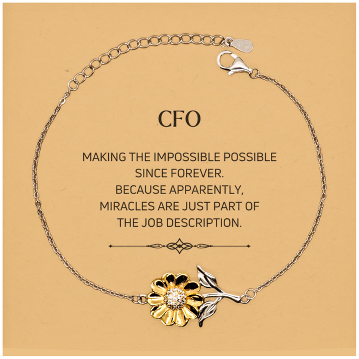 CFO Inspirational Sunflower Bracelet - Miracles are Just Part of the Job | Perfect Gift