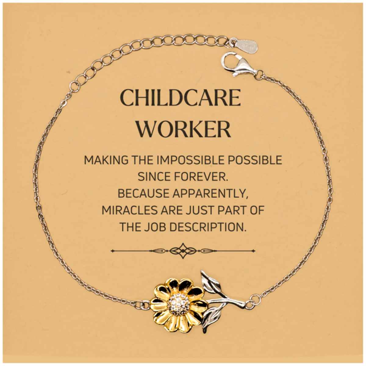 Childcare Worker Sunflower Bracelet - Miracles are just part of the job description | Inspirational Gift